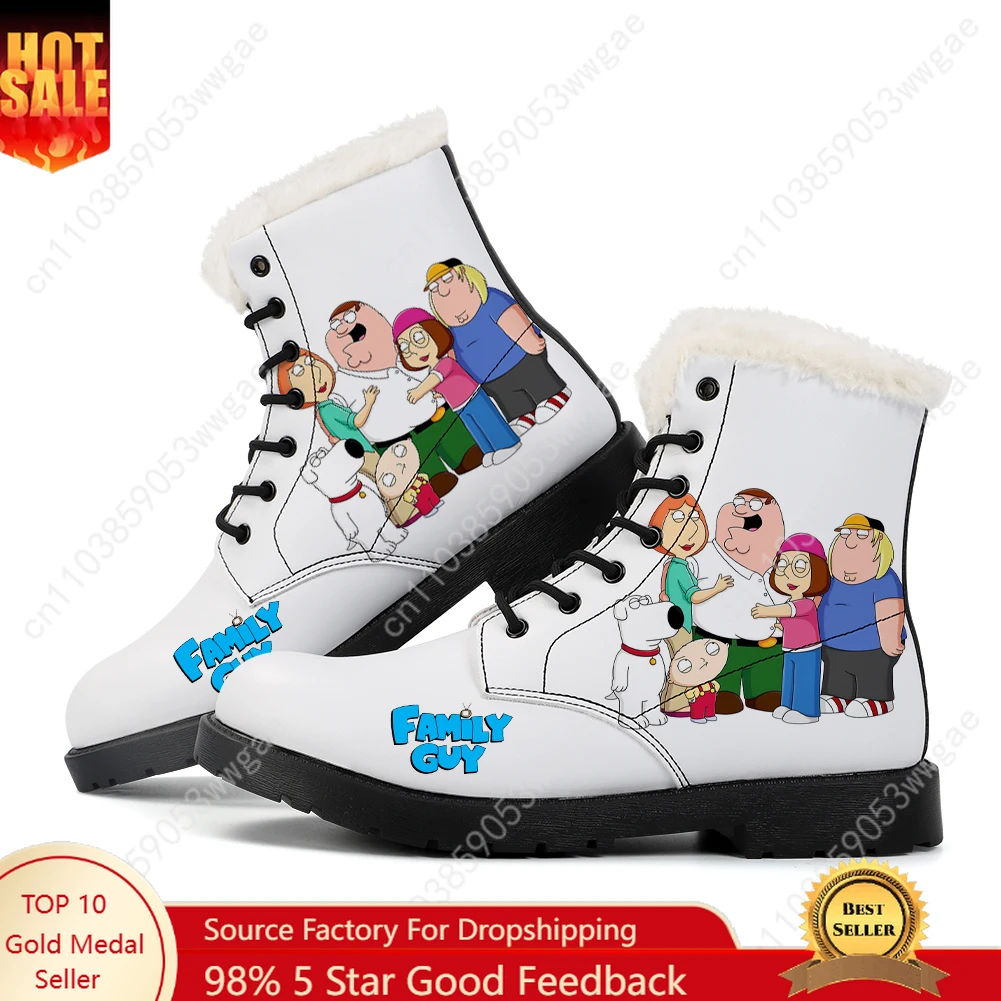 

Family Guy Plush Boots Man Women Teenager Casual Shoes Outdoor Keep Warm Leather Boot Couple High Quality Anime Tailor-made Shoe
