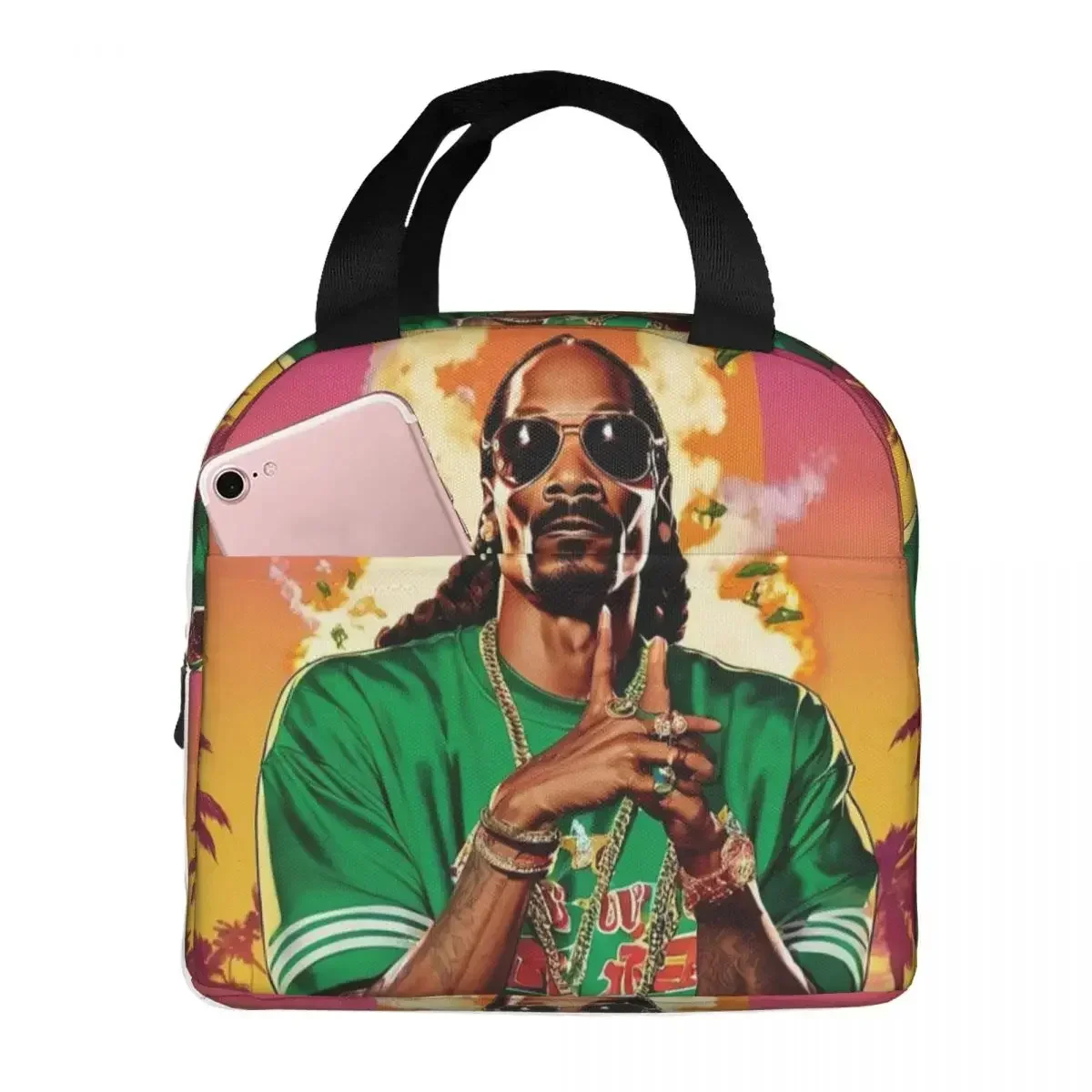 American Music Rapper Snoop Dogg Insulated Lunch Bag for Kids School Cooler Thermal Food Box Tote Portable Lunch Boxes Container
