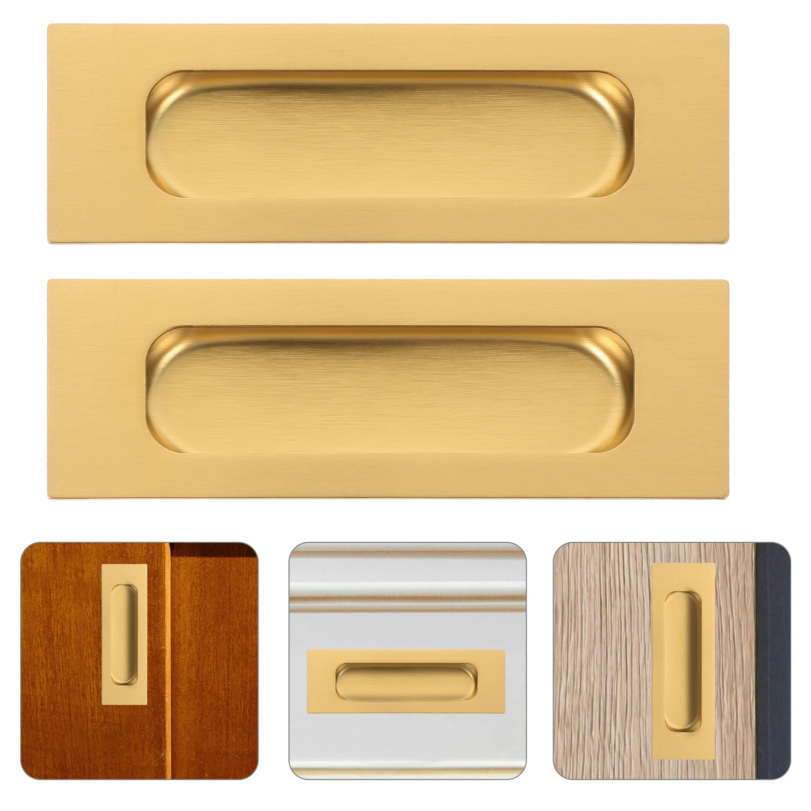 

2 Pcs Door Handle Stainless Steel Pocket Furniture Grips Pull Cabinet Concealed Hidden Wardrobe Sliding Hardware