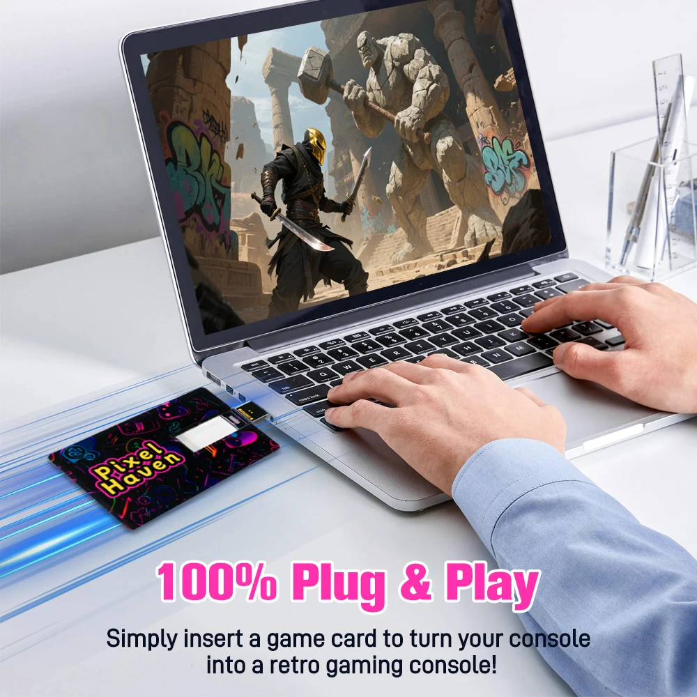 Kartu JMachen Pixel Haven dengan 15876 Game Retro/AAA untuk Konsol Game ROG ALLY/Ayaneo/Onexplayer/PC/Laptop untuk PS3/Switch/PS2/PS1