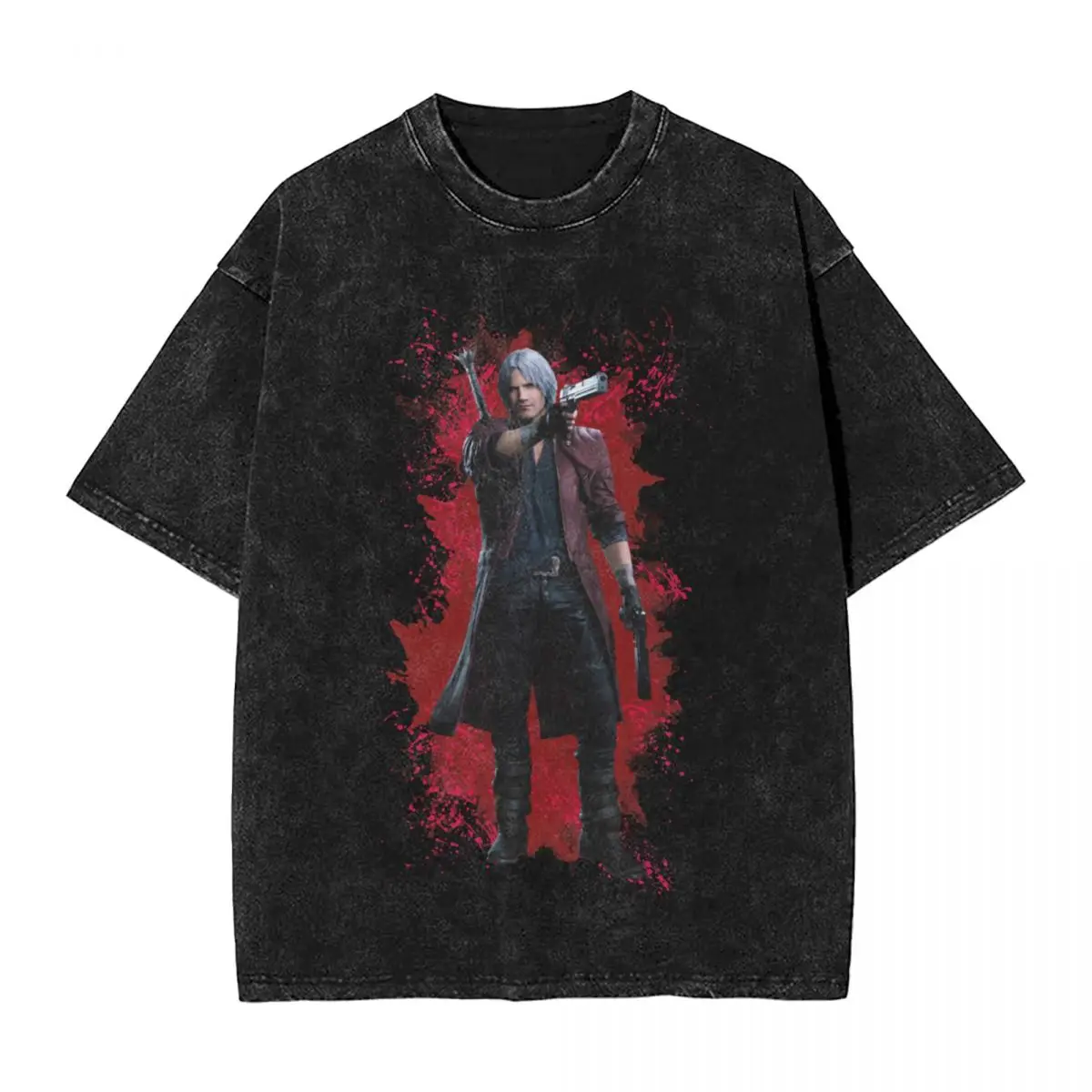 Dante Devil May Cry 5 T Shirt Hip Hop Washed Short Sleeve Harajuku T-Shirts Retro Men Women Tops Streetwear Summer Tee Shirt