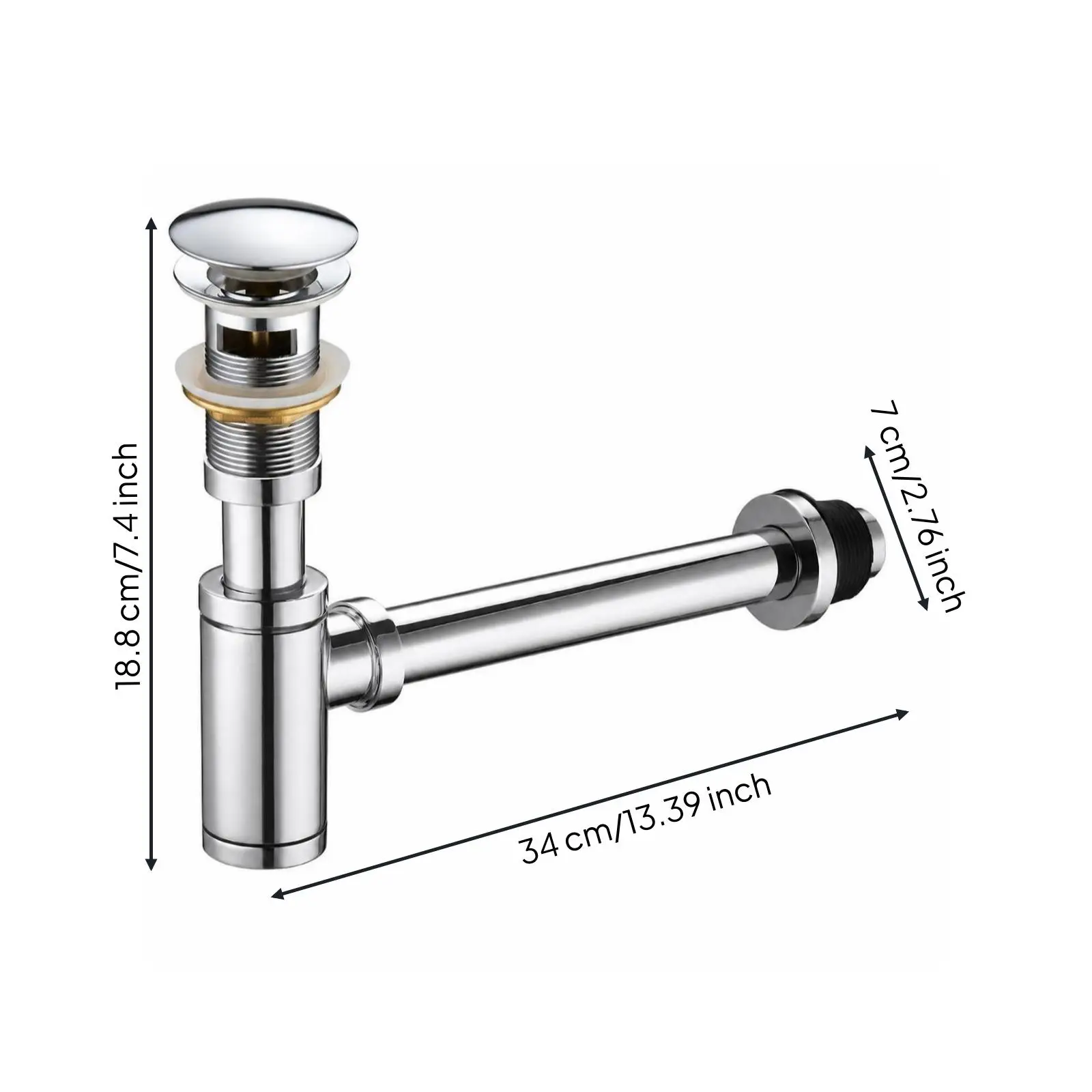 Polished Chrome Copper Sink Waste Drain with Overflow for Residential Commercial Washbasin