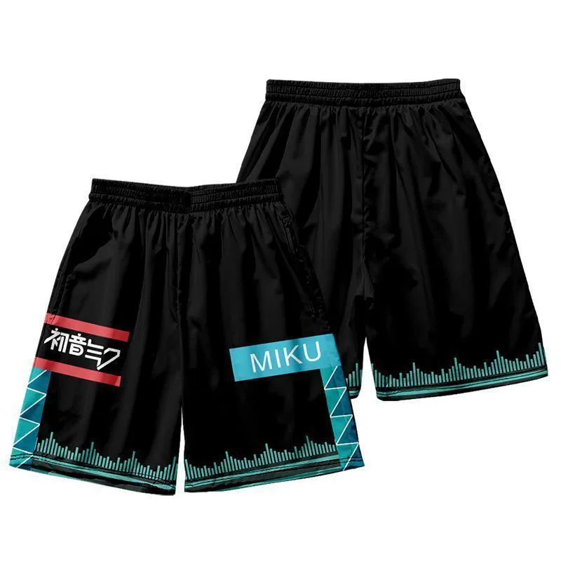 2026 Sommer Hatsune Miku Retro Cosplay Shorts Herren Übergroße 3D-gedruckte Schnelltrocknende Strandhosen Familie Unisex Kinder