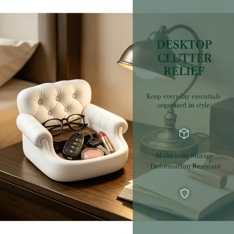 3D Relief Tufted Sofa Storage Tray Multifunctional Valet Tray for Keys Jewelry Watch Coins Desk Organizer