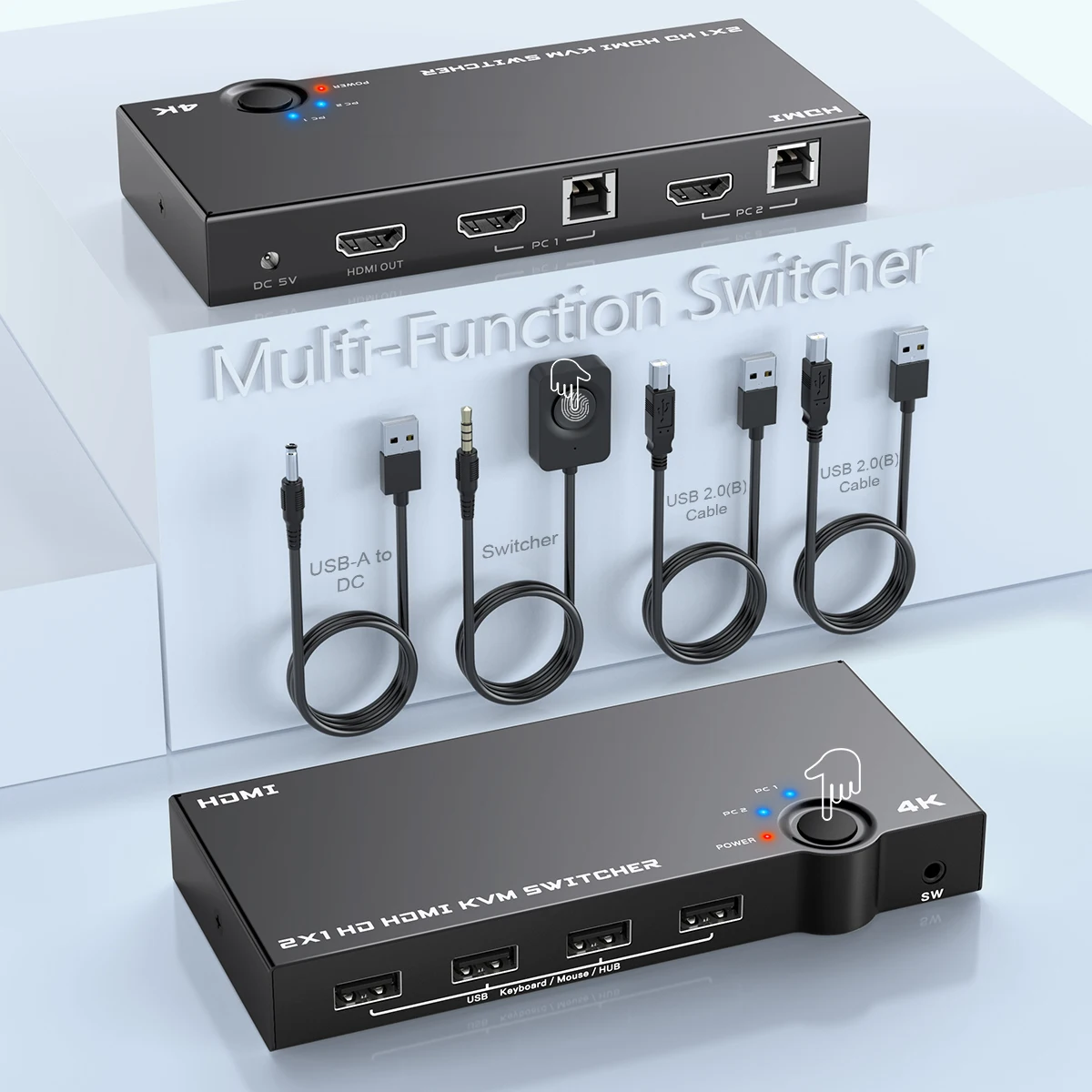 New product 4 port usb 2.0 kvm switch 4k 60hz hdmi kvm switcher support 2 PC computer HDMI and USBS Output