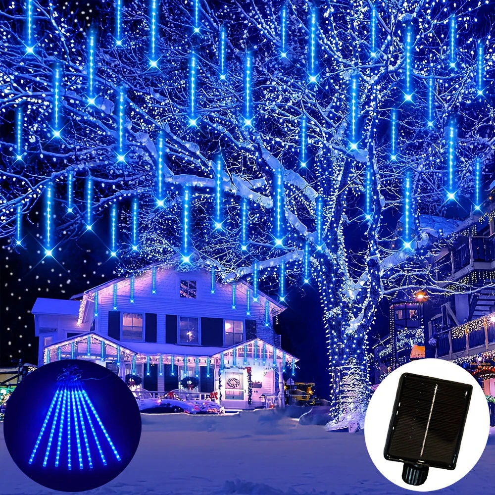 Solar LED Meteor Shower Light 30cm/50cm 8Tubes Holiday String Light Waterproof Garden Christmas Decor Outdoor Meteor Rain Lights