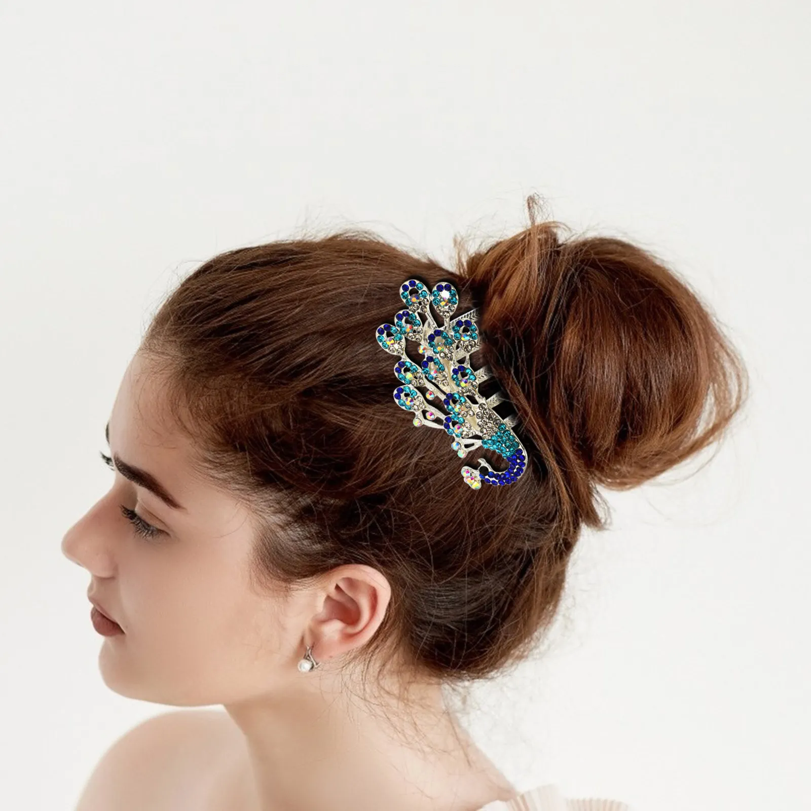 Rhinestone Hair Comb Blue Premium Alloy Bridal Wedding Hair Accessory Elegant Headdress for Women All Ages Parties Engagements