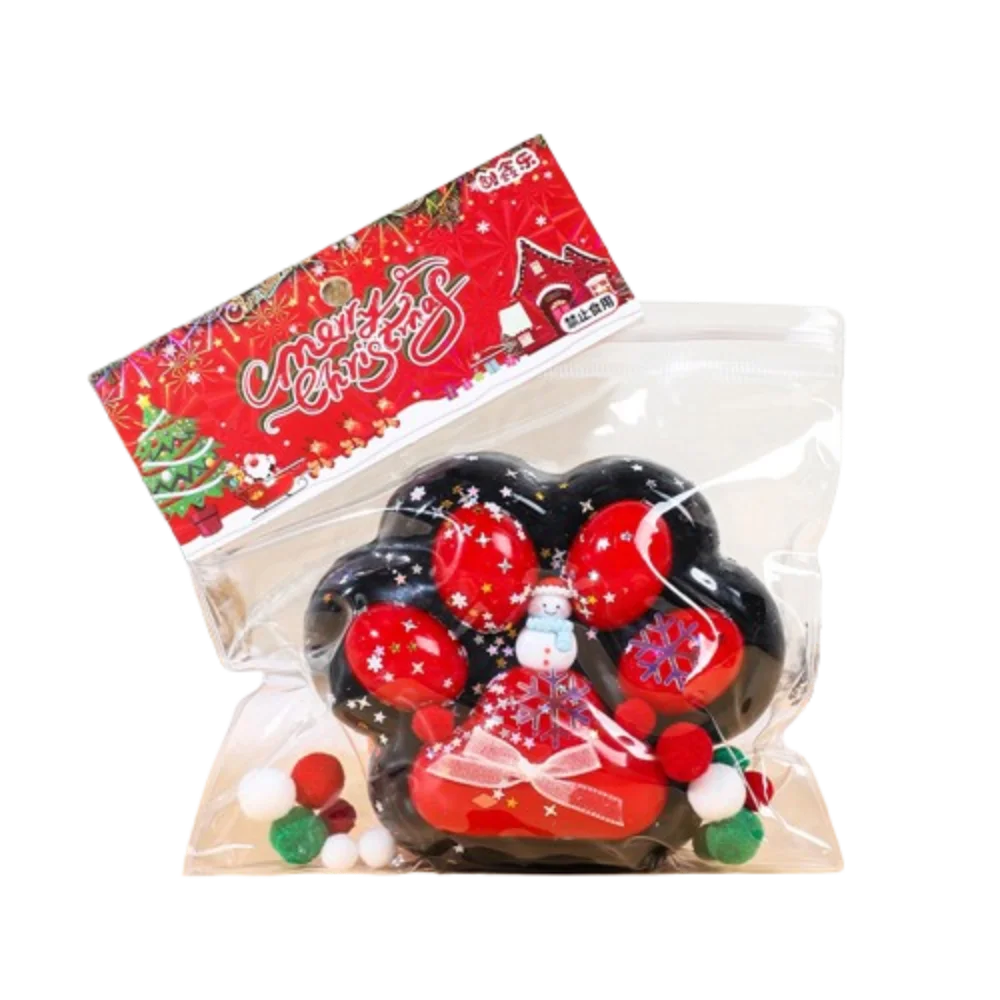 

Funny Super Large Christmas Cat Paw Squeeze Slow Rebound Kneading Cartoon Fidget Handmade Colorful Cat Paw Pinch Tricky