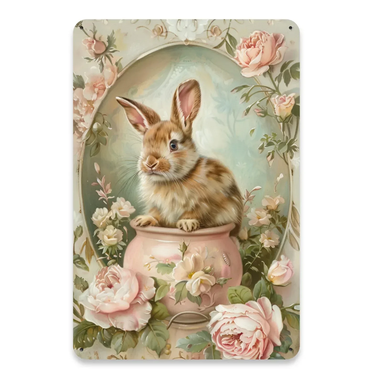 Charming Vintage Bunny Metal Sign - 8x12 Inches, Durable Iron, Perfect for Home & Office Decor, Ideal Gift for Loved Ones