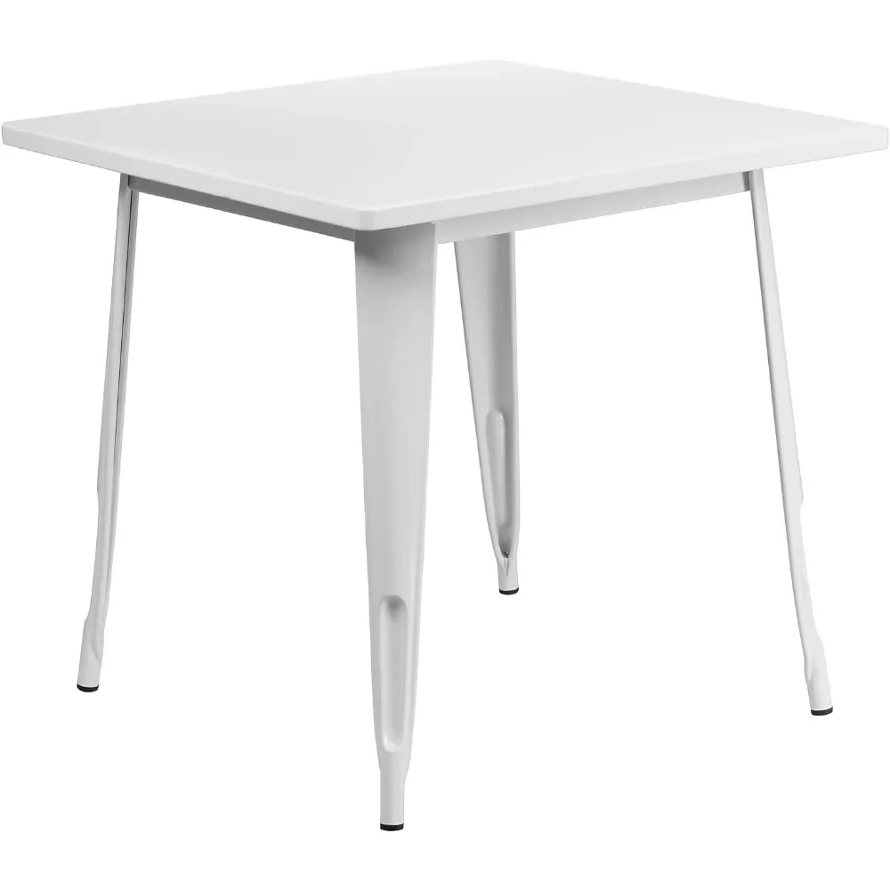 

Felix Commercial Grade 31.5" Square White Metal Indoor-Outdoor Table|