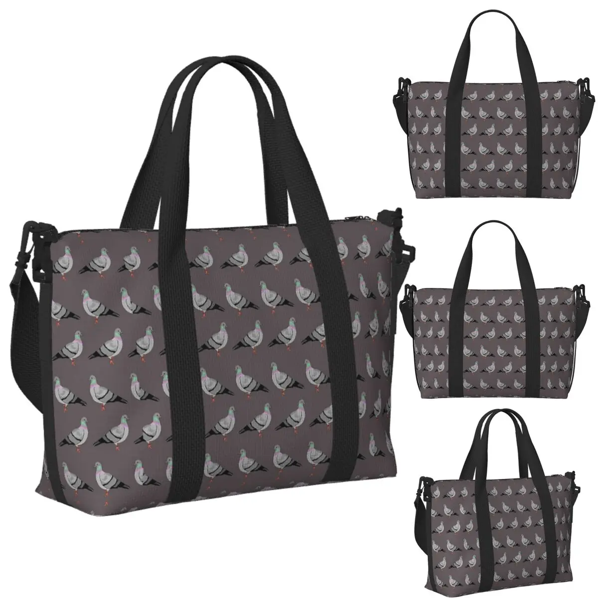 

Custom Pigeon Walk Beach Travel Bag Large Capacity Tote Bags for Gym Sport Women Shopping Duffle Shoulder Bag