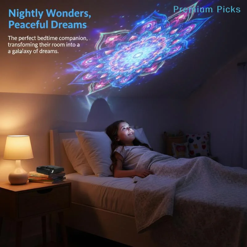 portable16 Patterns Decorative Lamp LED Mandala Projection Night Light Moon Cherry Blossom Pattern for Kids Room or Baby Nursery