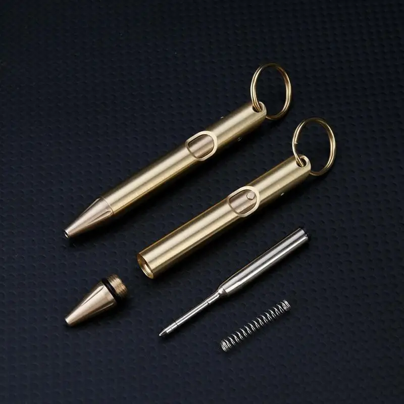النحاس انقر القلم المحمولة قلم توقيع المهنية جيب النحاس قلم حبر جاف متعدد الوظائف الكتابة القلم المفاتيح للأعمال