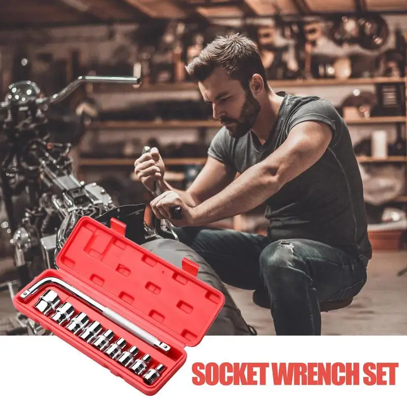 Socket Wrench Set 1/2inches Drive Socket Set 10Piece Wrench Set Quick-Release Mechanics Hand Tool Kit Socket Adapter For Cycle