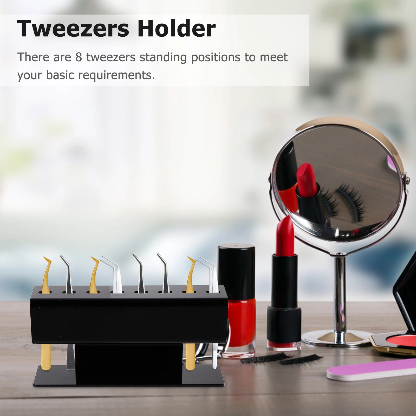 

Eyelash Tweezer Storage Display Stand Acrylic Shelf 8 Holder Positions Home Use False Eyelash Grafting ganizer Clean Tidy Makeup