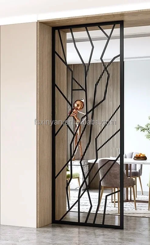 Modern Minimalist Custom Copper Contemporary Engraved Handcrafted Birthday Screen Partition for Living Room Entrance Villa