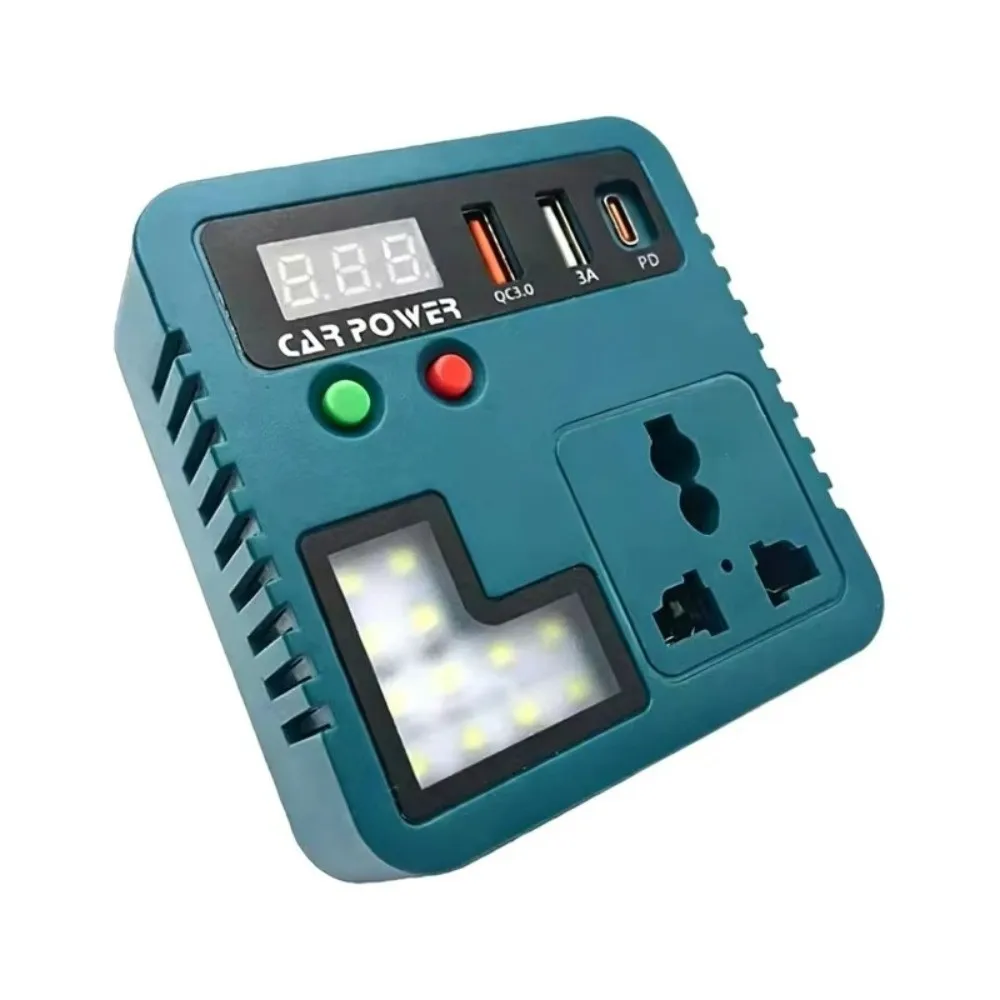 USB Port Battery Power Inverter LED Indicator Dual Fast Charging Battery Power Converter Overload Protection Portable