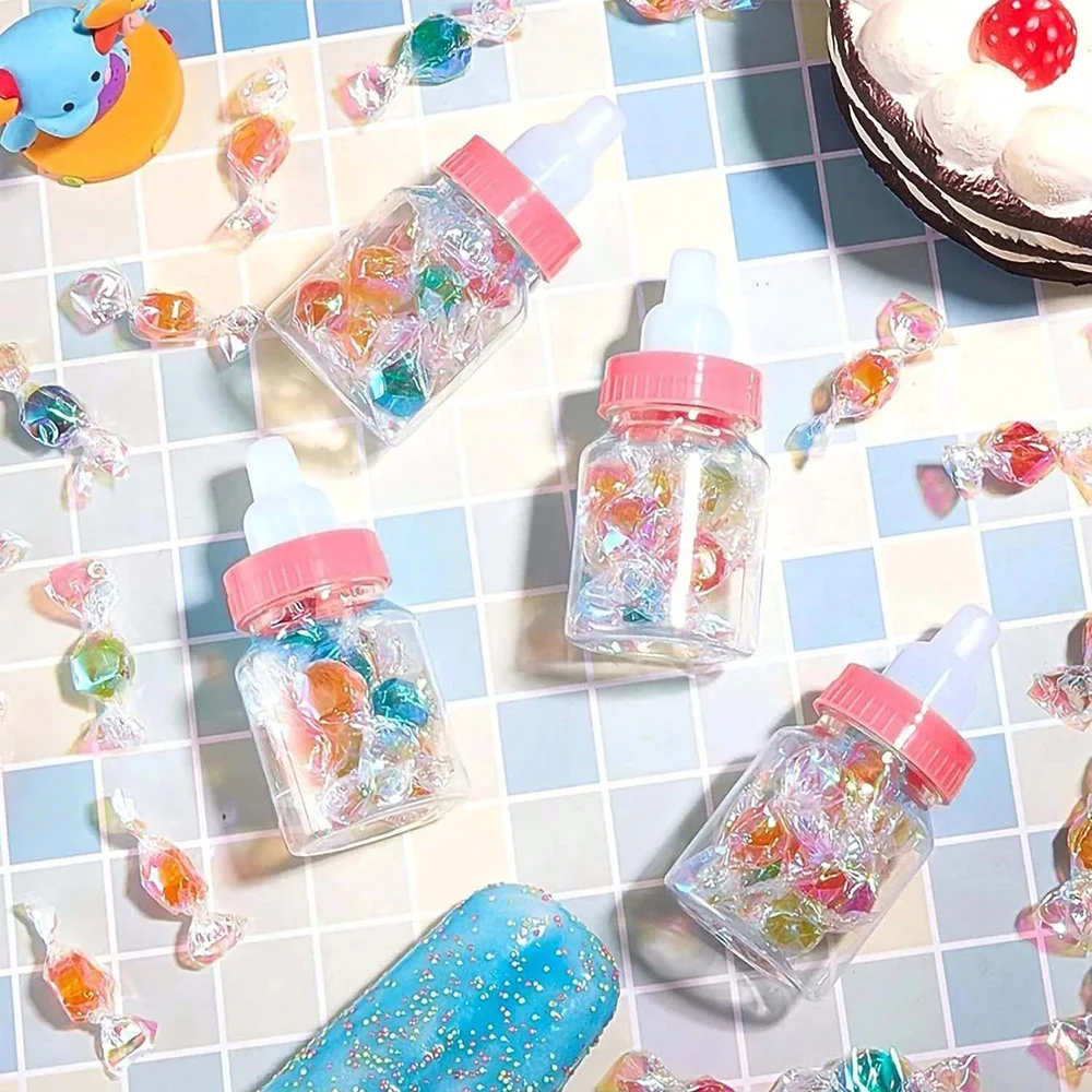 12Pcs White Baby Bottle Shape Candy Bottle Baby Shower Favor Plastic Mini Feeding Bottle for Birthday Baby Shower Gift Decor