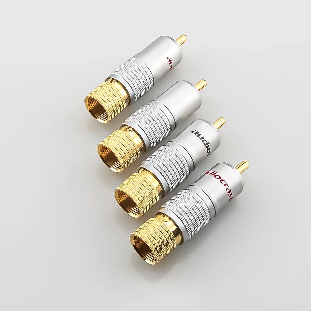 4 szt. Audiocrast wtyk RCA złącze kabla audio 24K pozłacane złącza męskie RCA na kabel 9mm