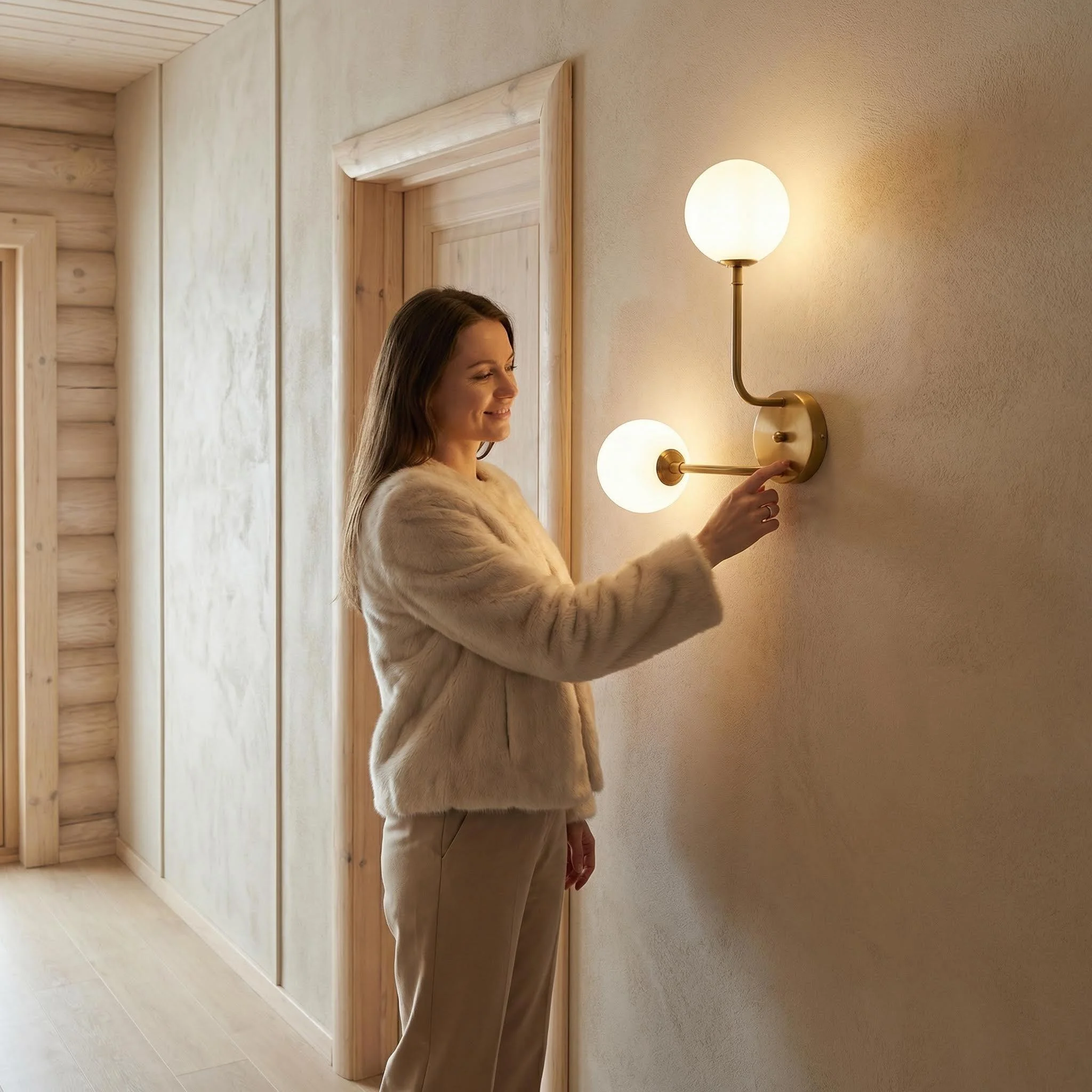 

Simple white ball Wall lamp for modern luxury villas,Corridors,Staircases,Background walls,Bedrooms, Wall light