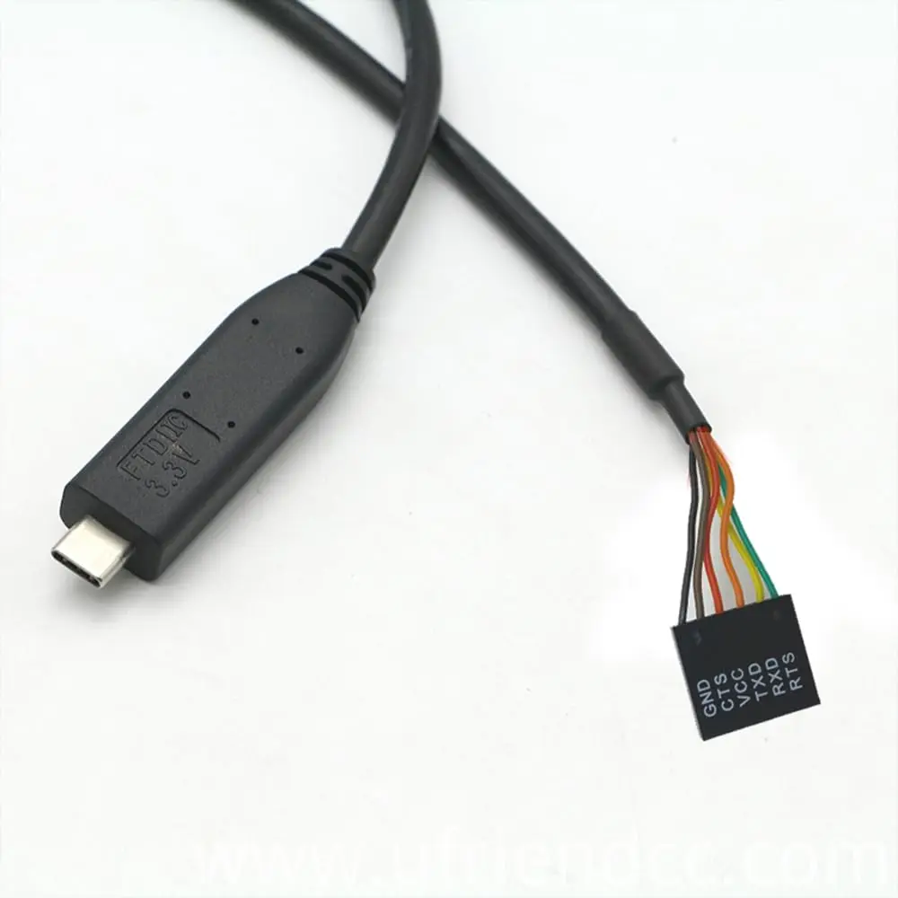 USB C to 3.3V TTL UART Serial Cable TTL-232R-3V3 with FT232 Chipset, 6 Way 0.1