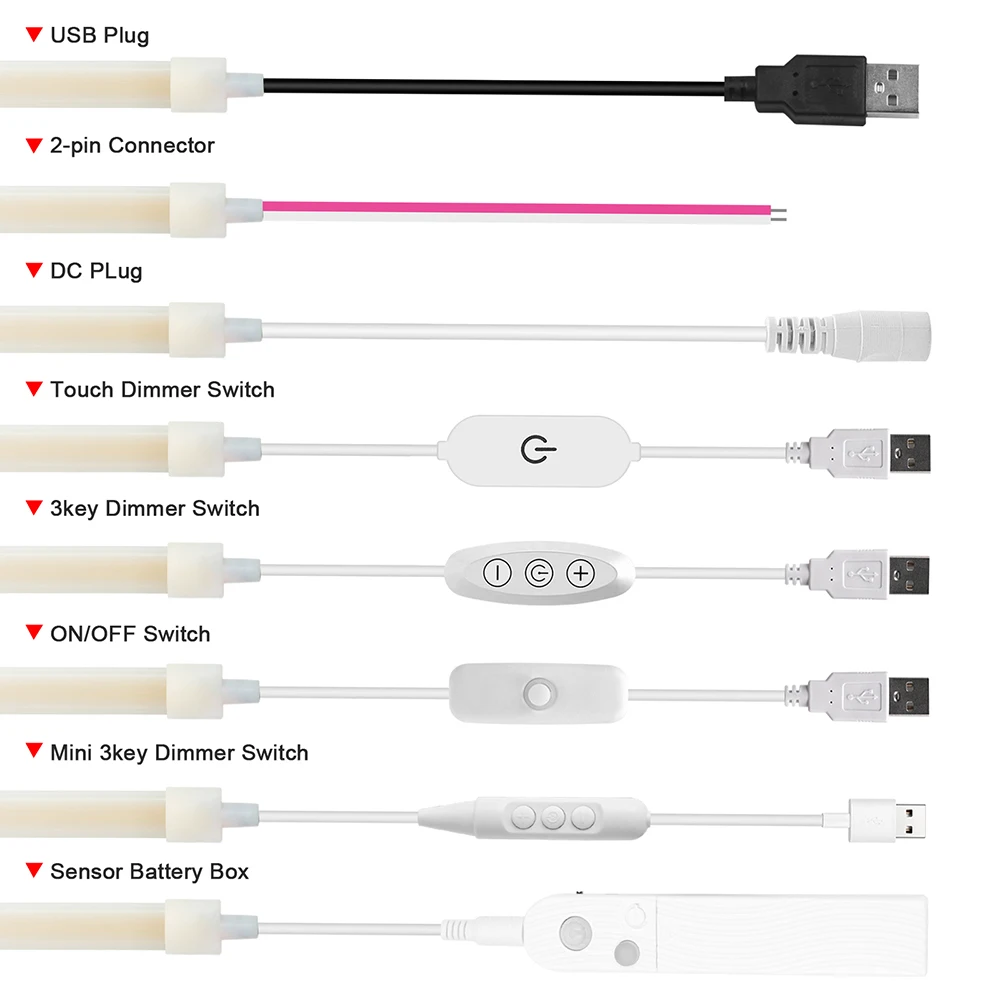 5V COB LED Silikon-Neonstreifenlicht mit Sensor, automatisches Ein-/Ausschalten, dimmbar, USB-/Batteriebetrieb, wasserdicht, flexibles Linearlampenlicht 3000K 4000K 6000K – Detail 8