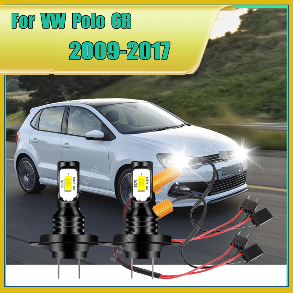 12 فولت 24 فولت 6000 كيلو الأبيض H7 499 LED مصباح للسيارات العلوي ل Volkswagen VW Polo 6R 2009 2010 2011 2012 2013 2014 2015 2016 2017