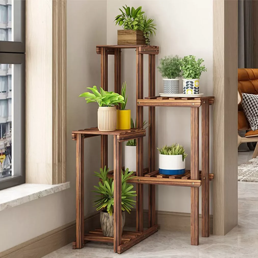 US Premium Wood Plant Stand Indoor Corner Holder 2PCS a Set Simple Style Rack Indoor Outdoor Corner