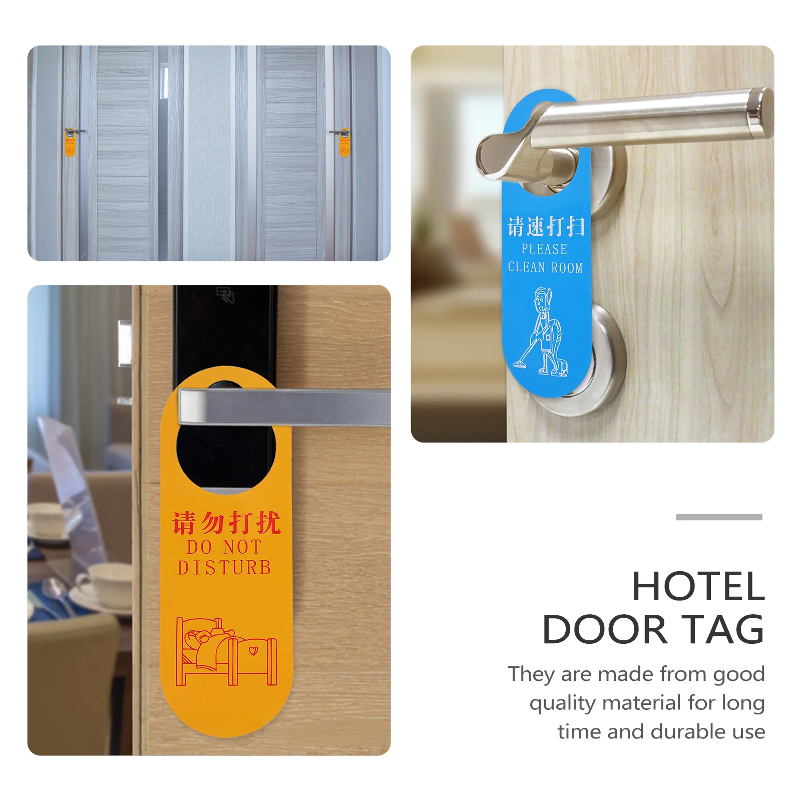 10 Pcs Tips Please Clean Soon Door Tag Hanger Handle Signs Hanging for Hotel Room