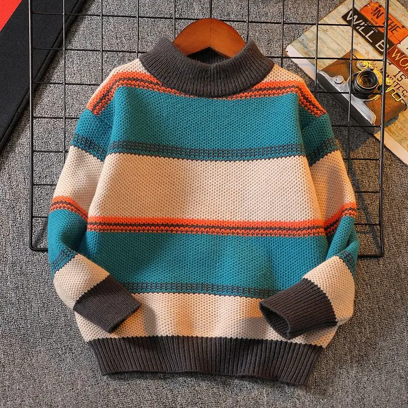 ملابس الأطفال ملابس الأولاد محبوك سترة 2025 جديد الربيع والخريف 12 الشتاء الاتجاه الطفل الصبي البلوزات 2 7 8 9 11 13 10 14Y #5