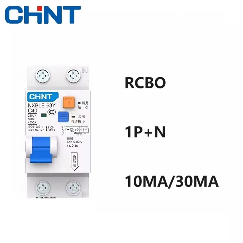 CHINT NXBLE-63Y 6A 10A 16A 32A 63A 10MA 30MA 0.01A 0.03A RCBO 1P+N Residual current Circuit breaker over Leakage protection