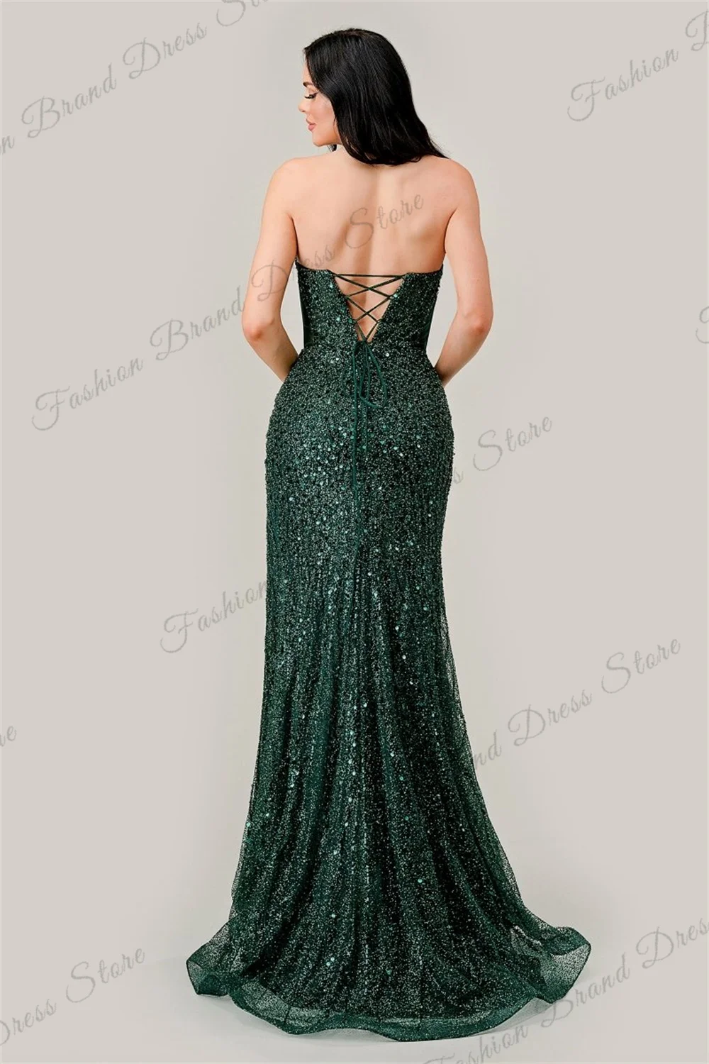 Sexy Sequins Sweetheart Mermaid Prom Dresses With Split Sparkly Sheer Corset Sleeveless Evening Gowns Backless Long Ball Gowns