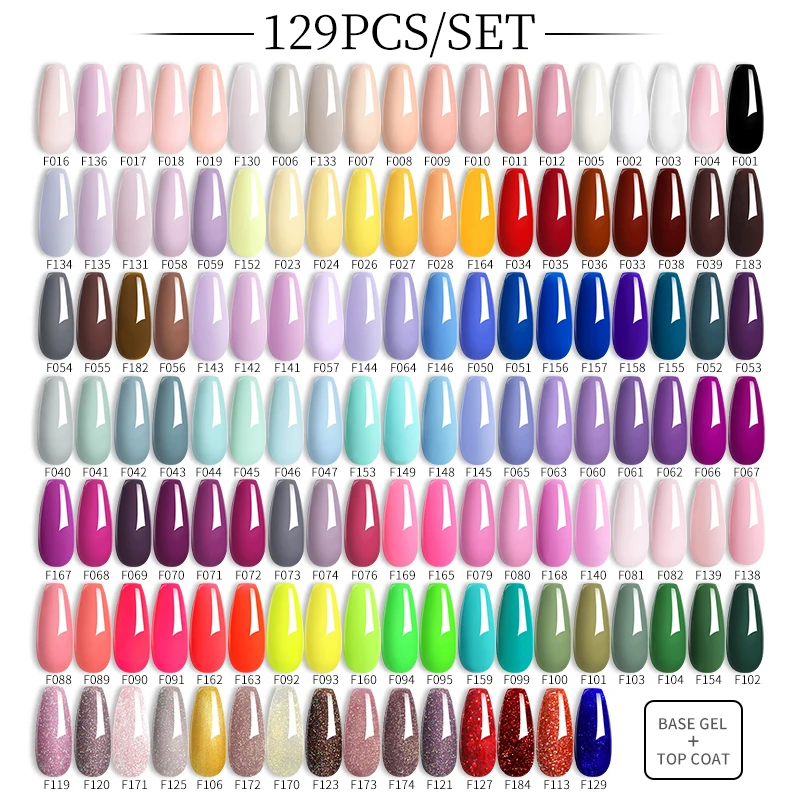 LILYCUTE 60/66/129PCS/Set Gel Nail Polish Set Glitter Colors Nail Kit Esmaltes Semi Permanent UV Gel Nail Art DIY Manicure Sets