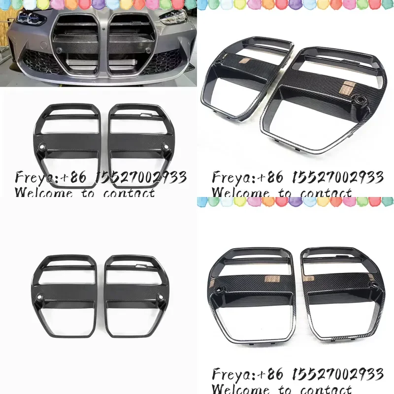 Front Grille Kidney Racing Grill Real Carbon Fiber Car Upper Bumper Hood Air Mesh Grid Frame For M3 G80 M4 G82 G83