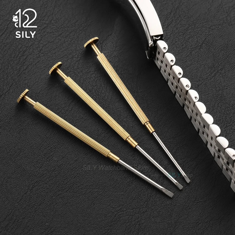 0.8mm 1.0mm 1.2mm 1.4mm 1.6mm 1.8mm Metal Slotted Screwdriver for Rolex Watch Repair Tools Removal Install Screws Set Watchmaker