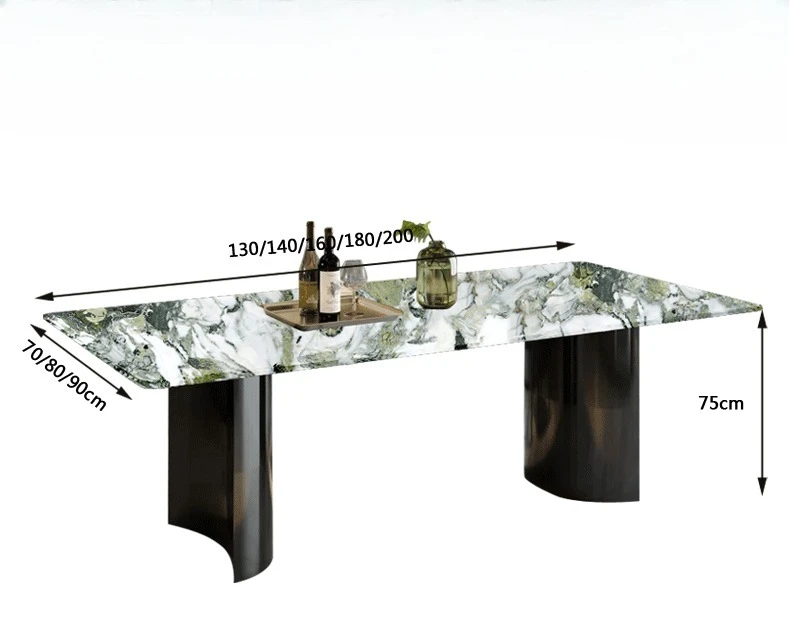 

Natural marble dining table high-end villa large flat floor light luxury high-end rectangular luxury stone dining table