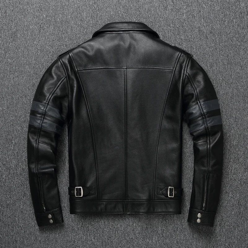 2024 Men's Leather Jacket Black Top Layer Cowhide Coat Vintage Lapel Motorcycle Jacket Classic Men's Leather M65