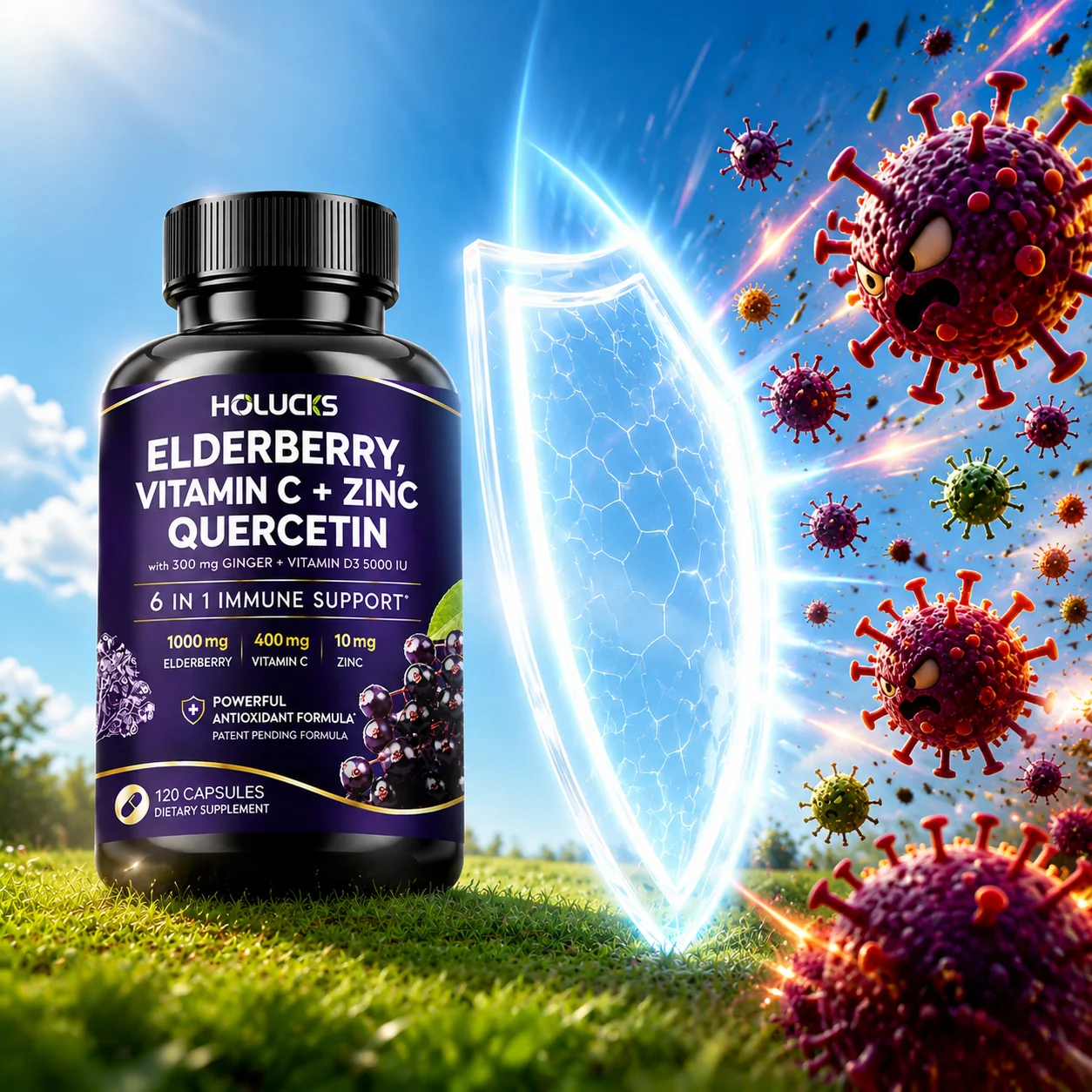 All Round Immunity Booster Supplement, with Vitamin C D Zinc, Support Resist Free Radical Damage, Vitality & Long Term Immune
