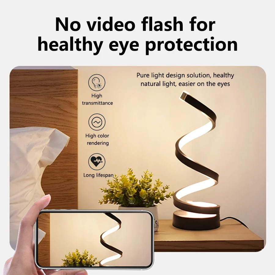 5V USB Modern Creative LED Table Lamp Spiral Night Light 3 Colors Dimmable For Bedroom Living Room Office Dinner Decor Lighting image 3