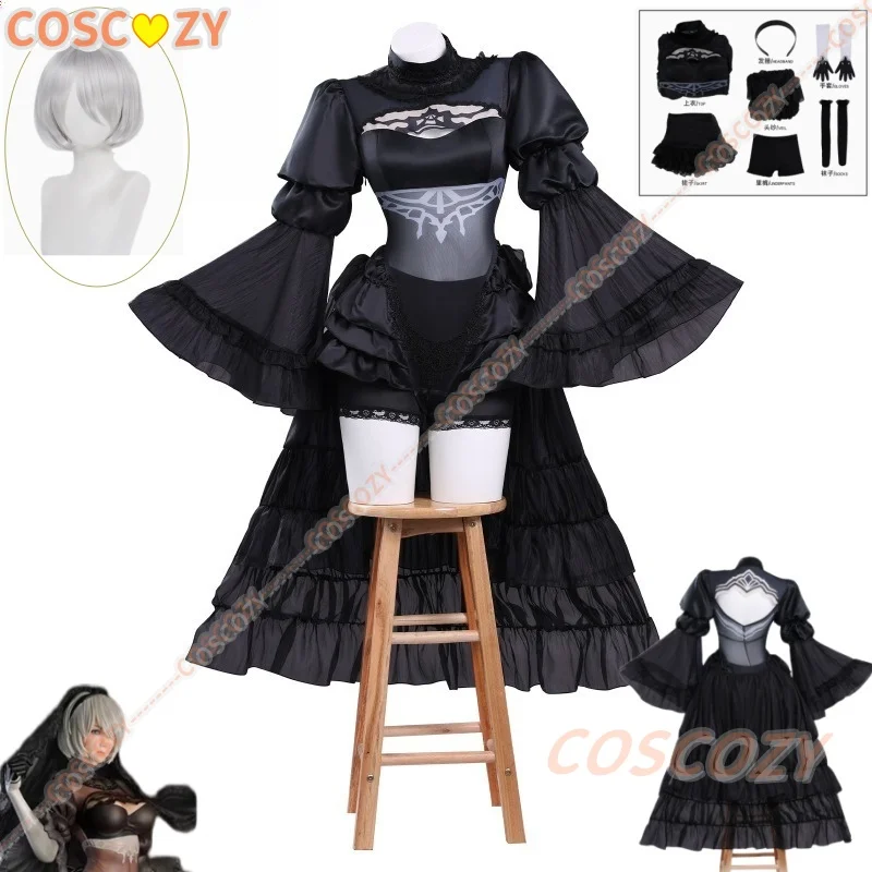 

Nierr: Automataa 2B Cosplay Black/White Wedding Dress Bride Halloween Christmas Cosplay Costume Wig Full Set