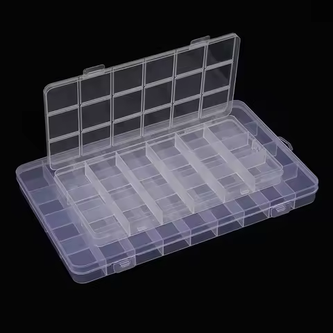 Plastic Transparent 18/32/36 Grid Bead and Earring Organizer Box, Jewelry Storage Case with Screw Holder.