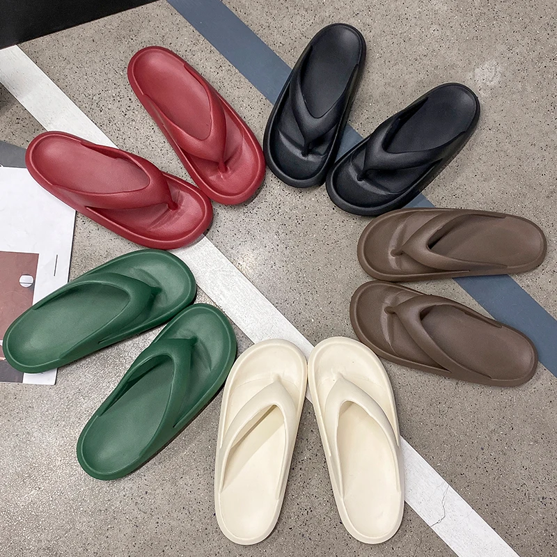 

Мужские стильные шлепанцы, женские летние шлепанцы для пляжных пар, новые верхние сандалии на толстой подошве, мужские нескользящие тапочки для купания в ванной