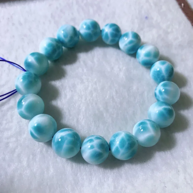 Natural new men's jewelry with full jade-like turtle back pattern, Dominican Larimar blue crystal
