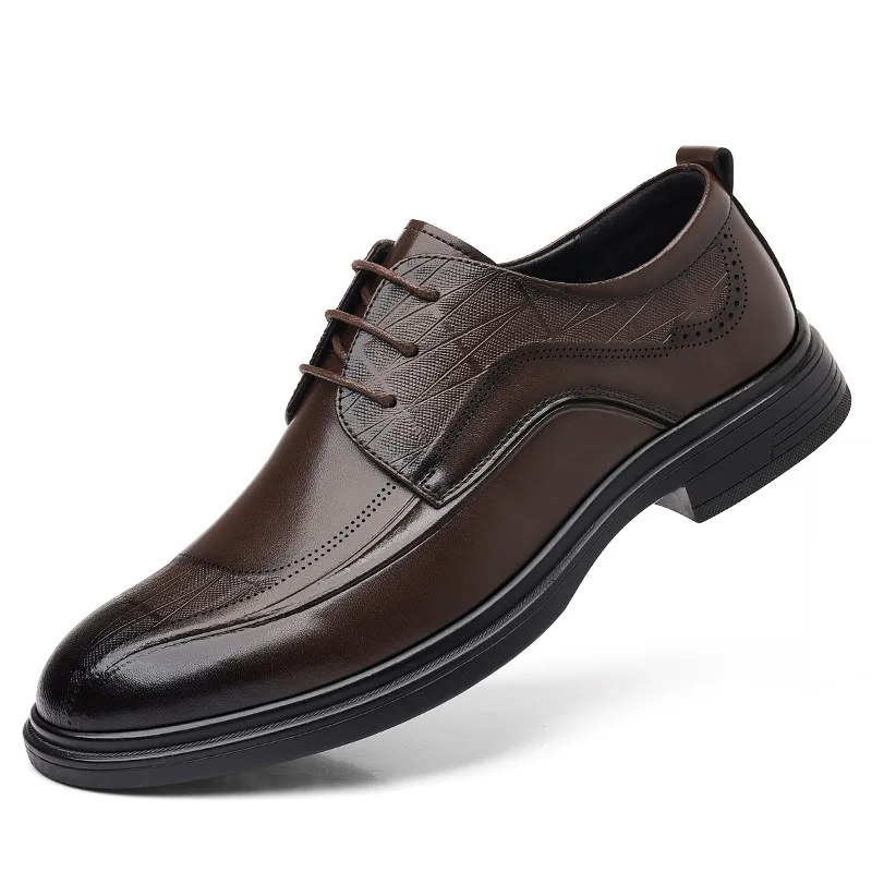 

Осенние новые дизайнерские деловые кожаные туфли для мужчин, однотонная модная повседневная обувь, мужская кружевная офисная обувь для мужчин
