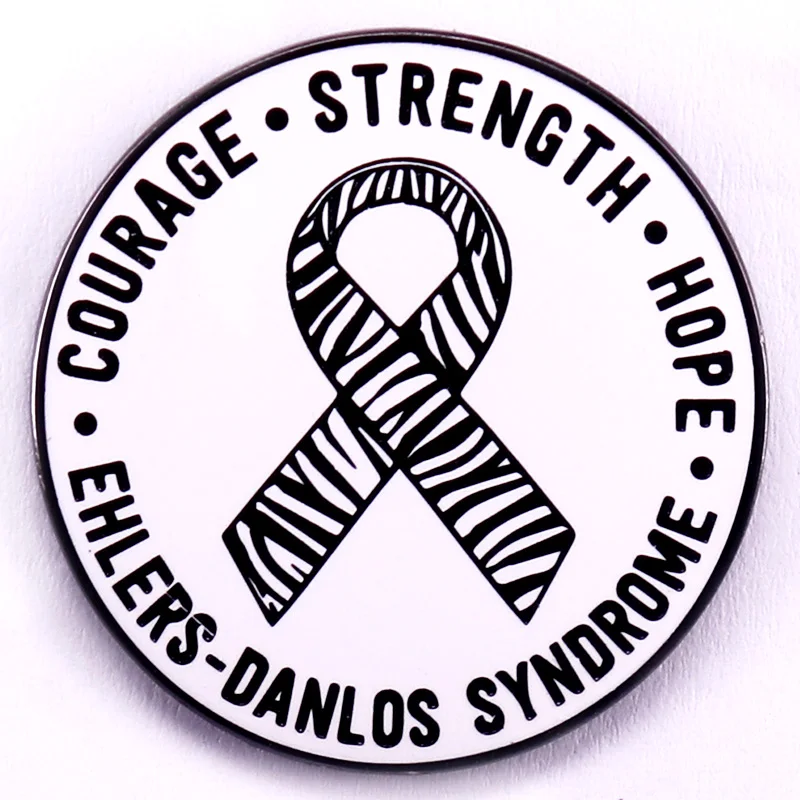 Courage Strength Hope Ehlers-Danlos Syndrome EDS Zebra Enamel Pin Fashion Accessory