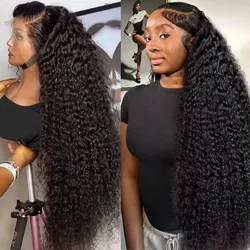 Perruque Lace Closure Wig Deep Wave Naturelle Bouclée, Cheveux Humains, HD, 13x4, 13x6, 40 Pouces, pour Femme