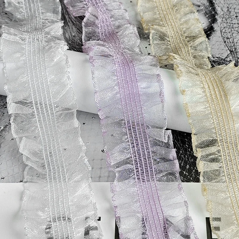 2yards 3cm color lace transparent fungus elastic ruffle edge clothing clothing accessories pleated lace A013