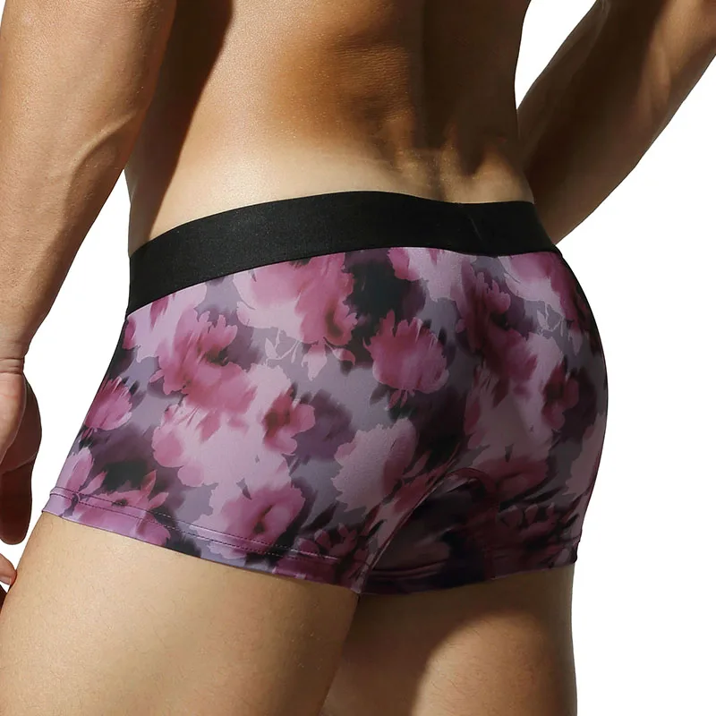 SEOBEAN Men's Comfortable Ice Silk Boxer Shorts Breathable Sports Underwear Flat Angle Pants