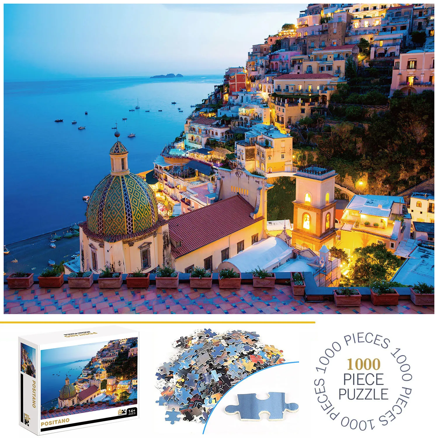 1000 Pieces Positano Jigsaw Puzzles for Adults Home Decor Games Family Fun Floor Puzzles Educational Toys for Kids