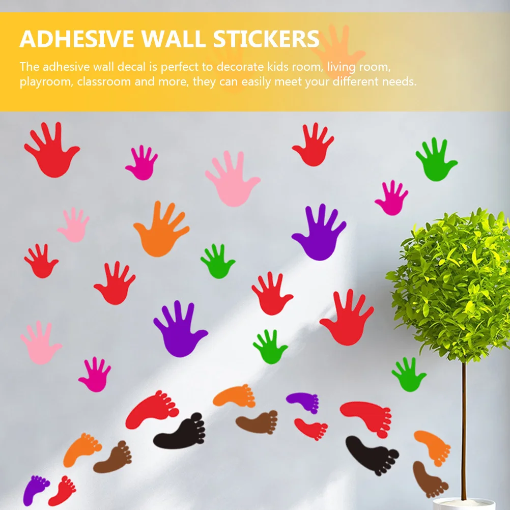 

10 Pairs Handprint Footprint Wall Stickers Removable Adhesive Decals For Kids Room Nursery Classroom Home Decor Waterproof Pvc
